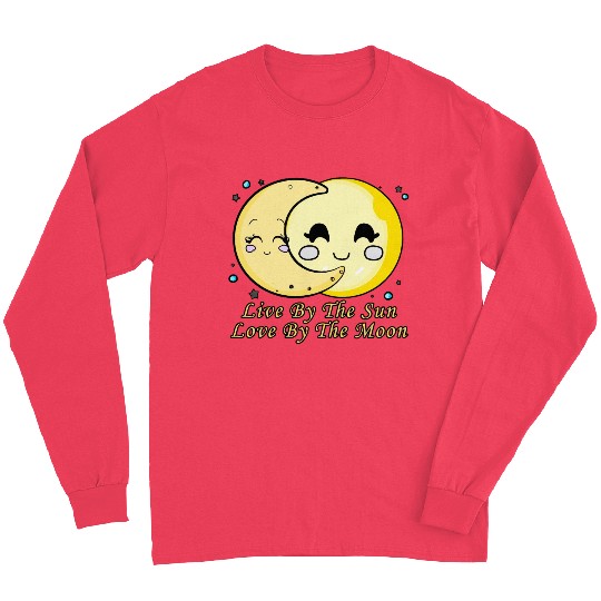 Live By The Sun Love By The Moon, Cartoon Sun Moon Long Sleeves