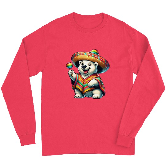 Cinco de Mayo Polar Bear: Festive Mood Long Sleeves