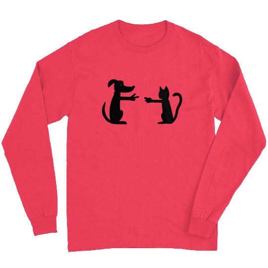 Funny dog and cat Rock-Paper-Scissors Long Sleeves