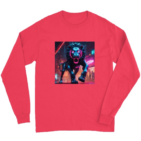 Ultra definição de lion biônico ambiente cyberpunk Long Sleeves