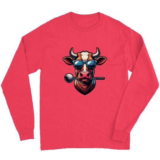 Cow Golfer Golf Course Dog Owner Long Sleeves