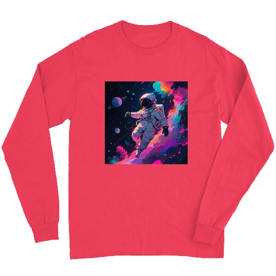 drawing of an astronaut floating in space Long Sleeves