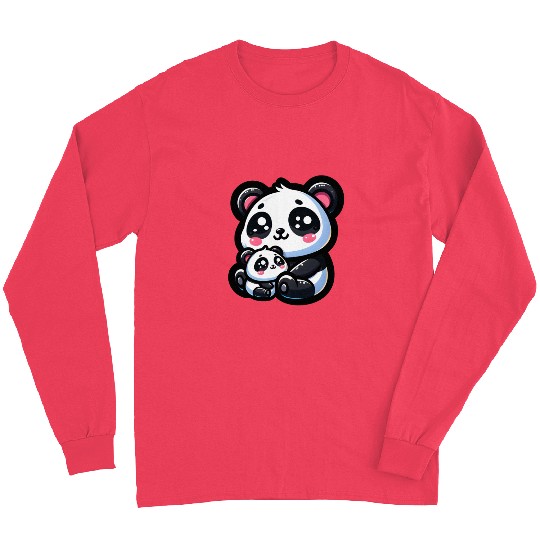 Proud Mother Panda With Her Cub for Mother's Day Long Sleeves