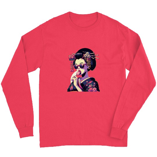 Japanese Geisha in Kimono, Geishas from Kyoto Long Sleeves