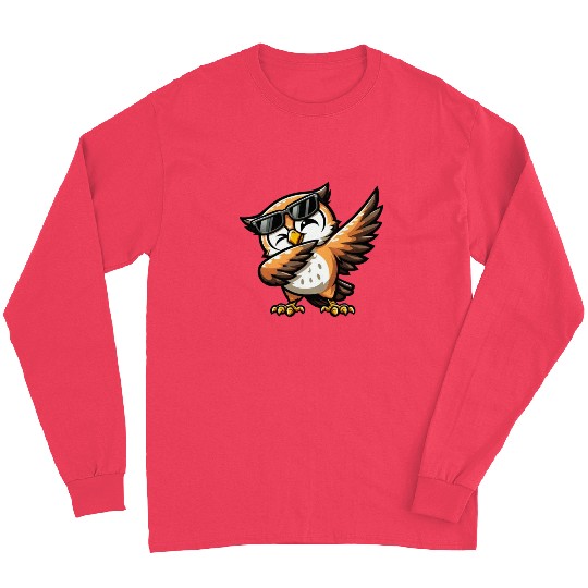Cute Owl Dabbing Comic Long Sleeves