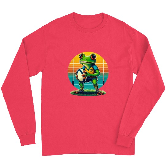 Funky Frog Playing Rugby Long Sleeves