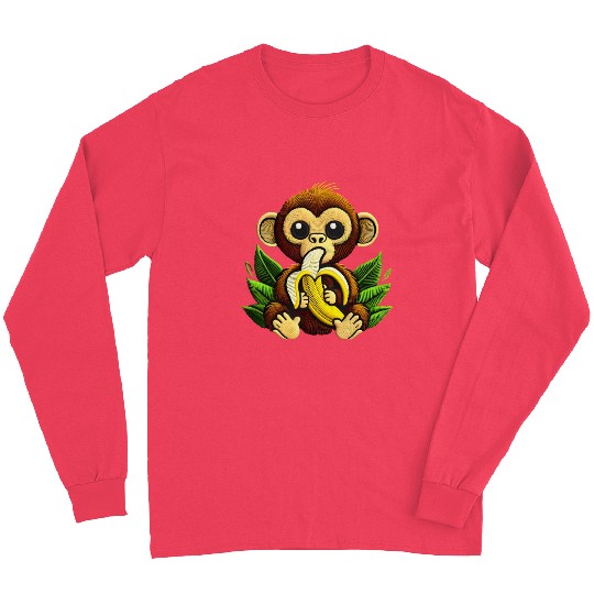 Funny Monkey Eating a Banana Long Sleeves