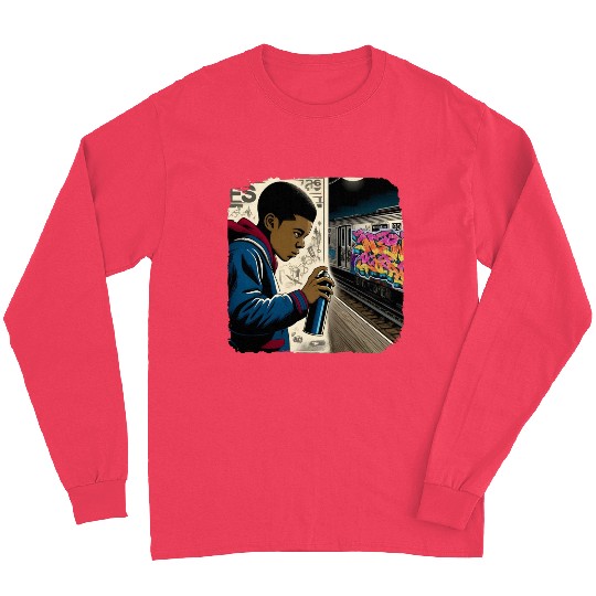 AI Teen in Underground Subway Layup -Masked Border Long Sleeves