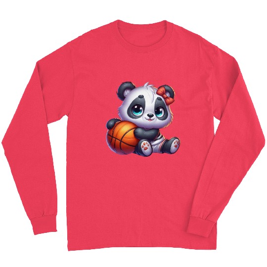 Cute Baby Panda's Basketball Adventures Long Sleeves