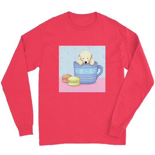 Cute Polar Bear Illustration (Color) Long Sleeves