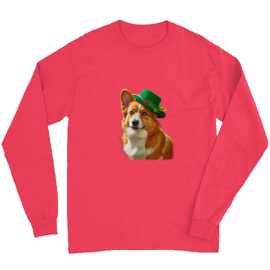 majestic Welsh Corgi dog with Irish Hat Long Sleeves
