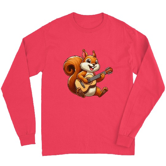 Cool Squirrel Guitarist Guitar Musician Band Long Sleeves