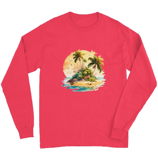 Tropical Watercolor Paradise, Summer Clipart Long Sleeves