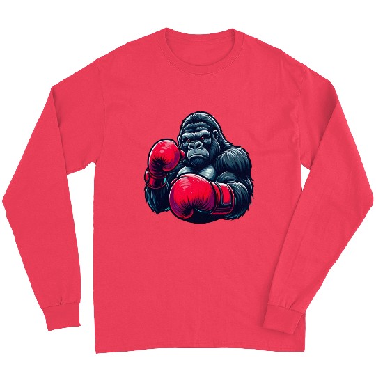 Wild Gorilla Boxing Gloves Graphic Animal Lover Long Sleeves