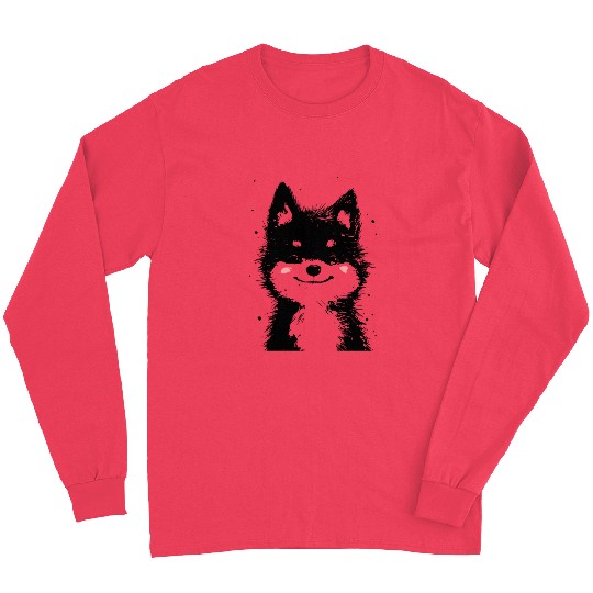 Smiling Black and White Dog Long Sleeves