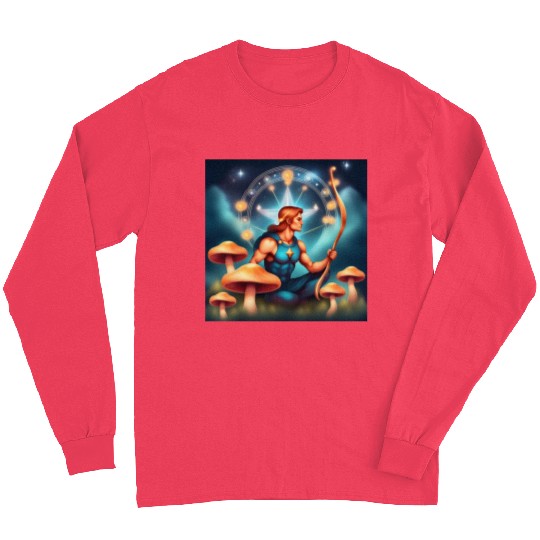 Sagittarius zodiac sign with mushrooms Long Sleeves