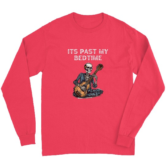 Past Bedtime Skeleton Playing Guitar Long Sleeves