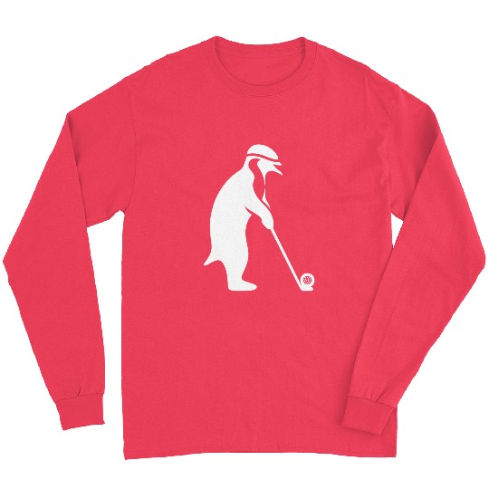 Penguin playing golf cartoon golfer funny Long Sleeves