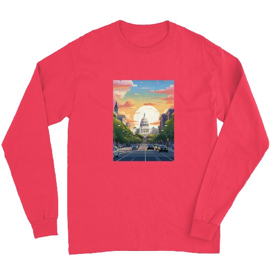 Sunset in US Capitol Washington DC Long Sleeves