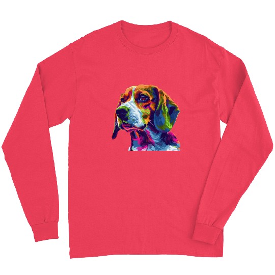 Colorful Beagle Dog Portrait Art Long Sleeves