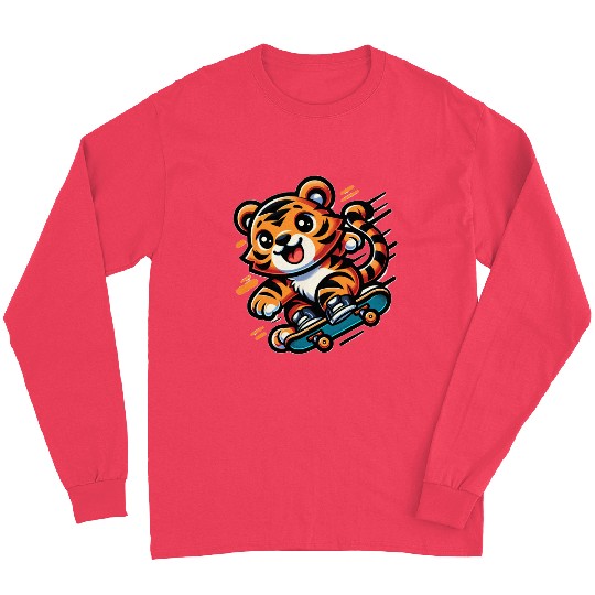 Cute Skater Tiger Long Sleeves