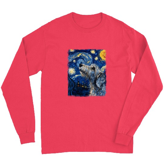 Irish Wolfhound Dog Starry Night Painting Long Sleeves