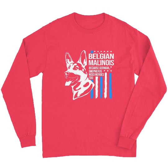 4th Of July US Flag Belgian Malinois K9 Dog Long Sleeves