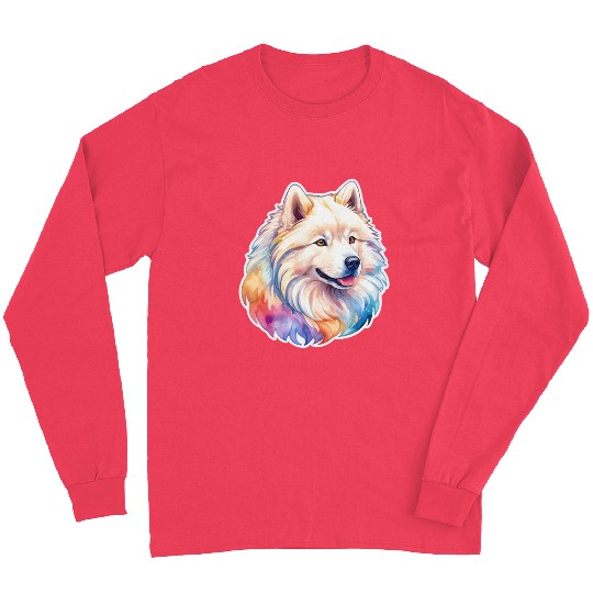 Samoyed Dog Watercolor Long Sleeves