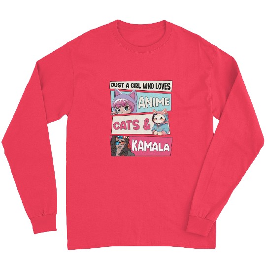 Cat Ladies for Kamala - Anime, Cats and Kamala 24 Long Sleeves