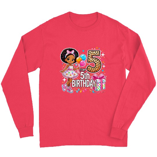 Its My 5th Birthday African American Black Girl 5 Long Sleeves