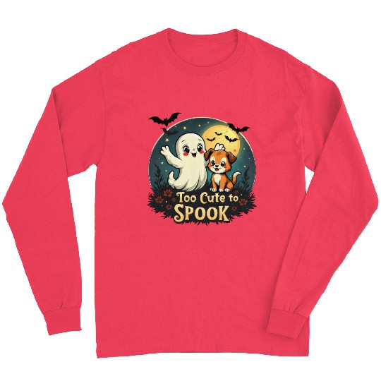 Too Cute To Spook Puppy And Ghost Long Sleeves