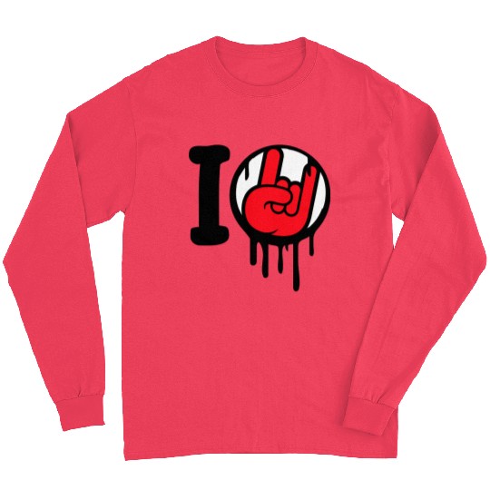 I Love Heavy Metal Hard Rock Music Graffiti Heart Long Sleeves