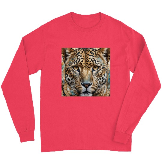 face of a leopard remixed with a beautiful pattern Long Sleeves