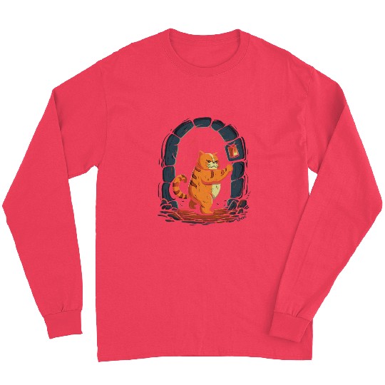 Funny Chubby Red Dungeon Cat Long Sleeves