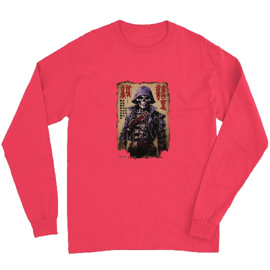 Kanji Japan Skull Samurai Skeleton Poster Long Sleeves