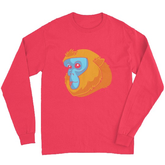 Monkey Lover Golden Snub Nosed Monkey Face Long Sleeves