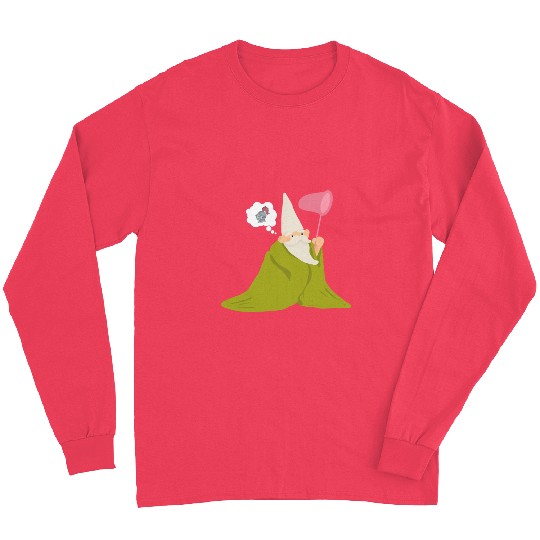 Crawly Gnome Tiny Green Wizard, Funny Green Gnome Long Sleeves