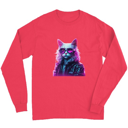 Cyberpunk 80s Disco Cat Long Sleeves