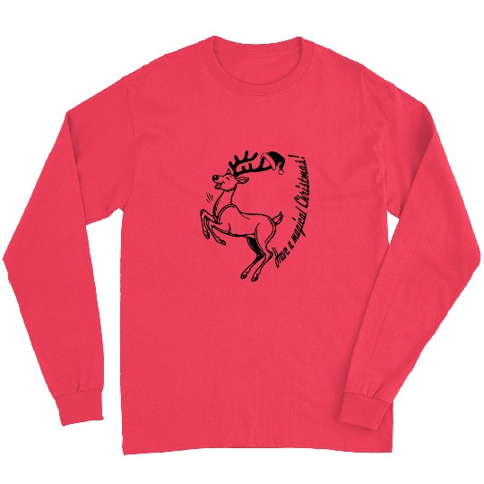 Joyful Reindeer: Leaping into Christmas Long Sleeves