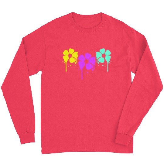 Flowers Colorful Graffiti Drop Spray Spring Summer Long Sleeves
