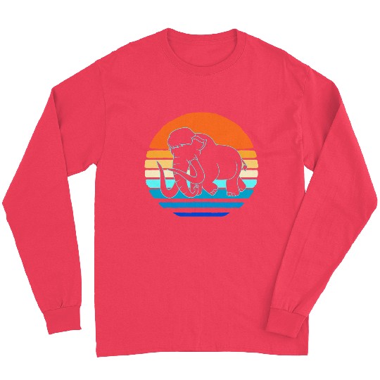Retro Vintage Woolly Mammoth Elephant Silhouette Long Sleeves