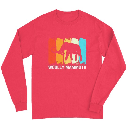 Retro Vintage Woolly Mammoth Elephant Silhouette Long Sleeves