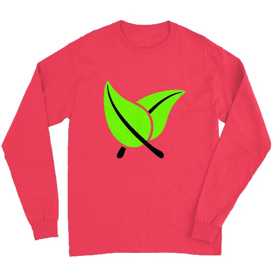 2 Green Beautiful Leaves Eco Spring Summer Nature Long Sleeves