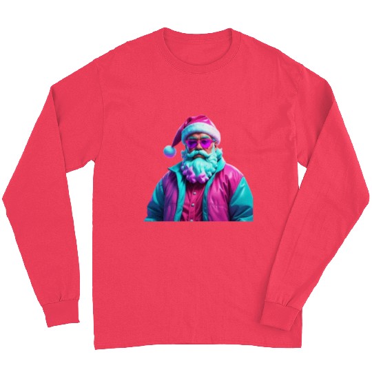 Neon Santa Claus Retro Style Long Sleeves