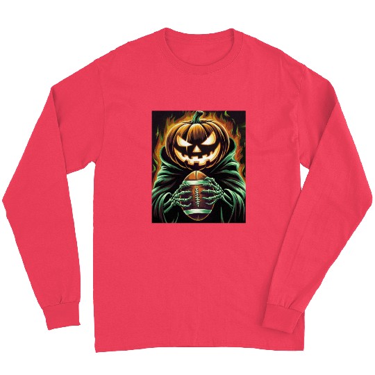 Spooky Halloween Football Jack-O'-Lantern pumpkin Long Sleeves