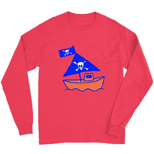 Cute Little Pirate Ship Painted Children Drawing Long Sleeves