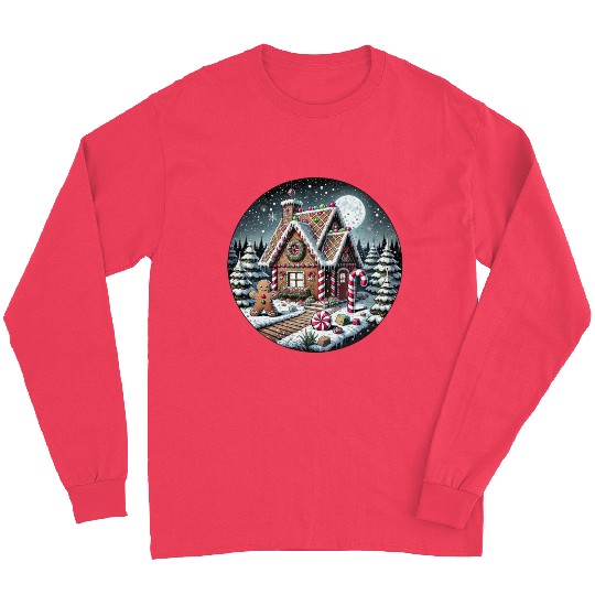 Christmas Gingerbread House with Candy Canes Long Sleeves