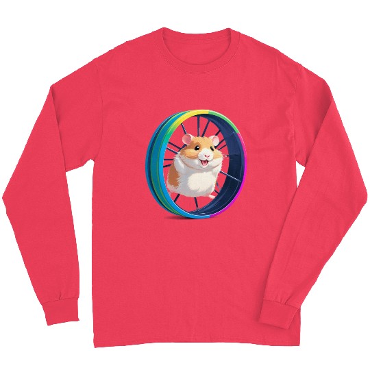 Happy Hamster on Exercise Wheel Long Sleeves