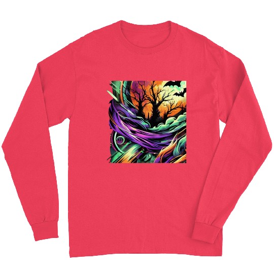 Long Sleeves Halloween Graffiti Design - Neon Abstract