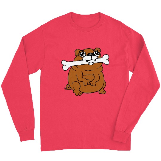 Pug Dog Bone Mouth Hunger Delicious Happy Cool Fun Long Sleeves